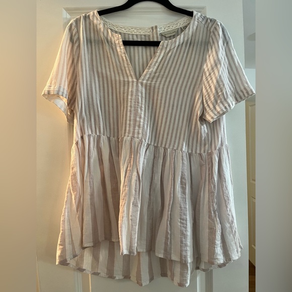 Anthropologie 11.1 Tyhlo Striped Short Sleeve Top - Picture 1 of 3
